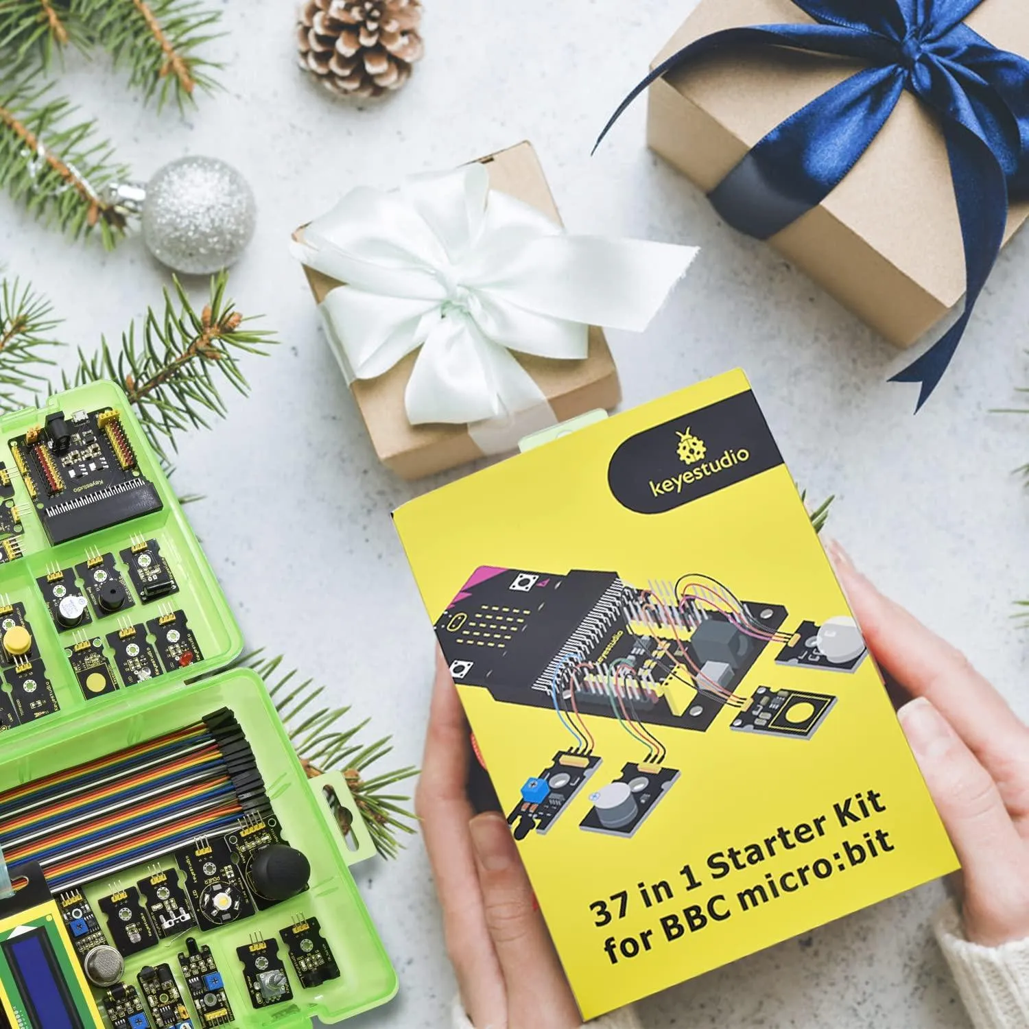 KEYESTUDIO 37 Sensors in 1 Box Starter Kit for BBC Micro bit with Tutorial (Without Microbit Board), Microbit Sensor Kit Accessories Programming Kids Adults