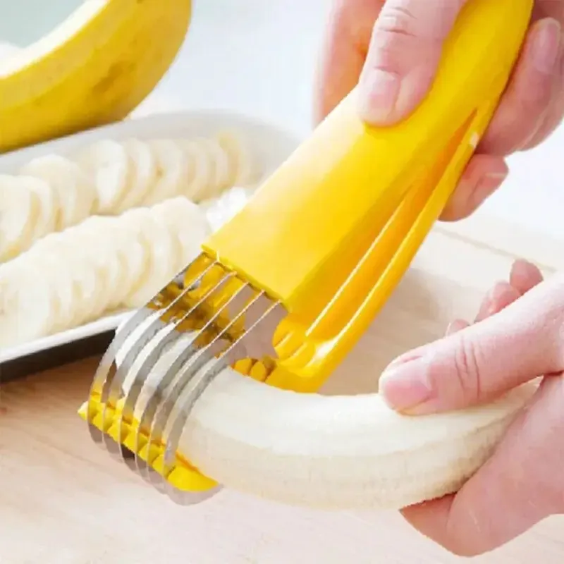 Kitchen Gadgets Vegetable Fruit Sharp Slicer Stainless Steel Cut Ham Sausage Banana Cutter Cucumber Knife Salad Slice Tools