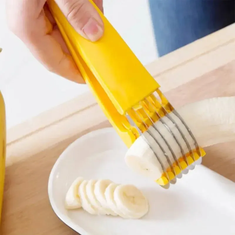 Kitchen Gadgets Vegetable Fruit Sharp Slicer Stainless Steel Cut Ham Sausage Banana Cutter Cucumber Knife Salad Slice Tools