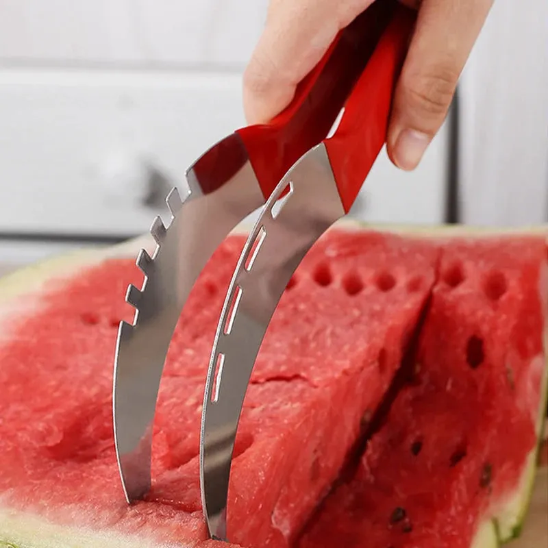 Kitchen Watermelon Slicer Stainless Steel Watermelon Knife Cutter Fork Kitchen Accessory Gadget Artifact Salad Fruit Digger Tool