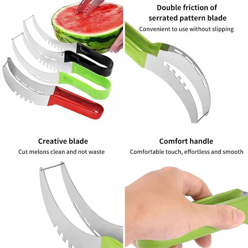 Kitchen Watermelon Slicer Stainless Steel Watermelon Knife Cutter Fork Kitchen Accessory Gadget Artifact Salad Fruit Digger Tool