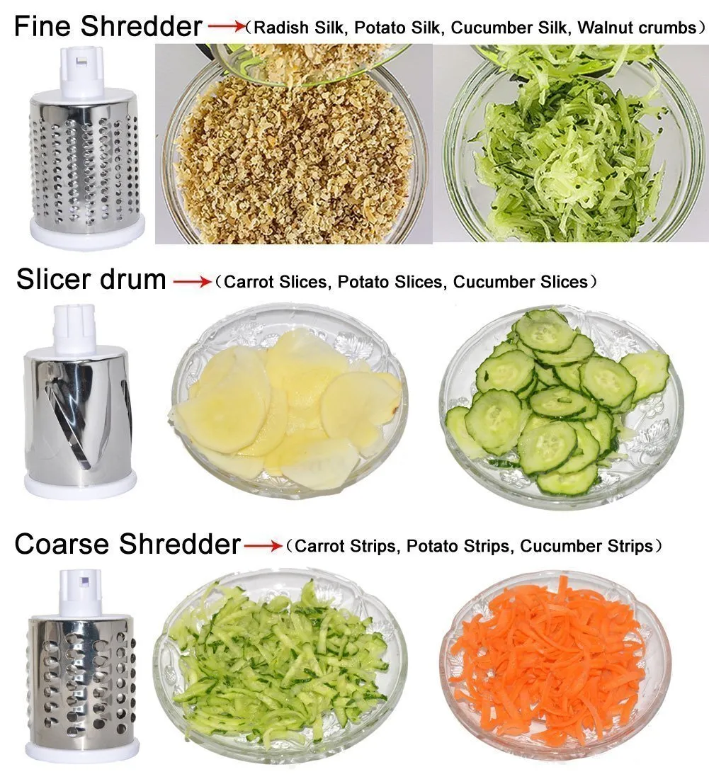 Kuber Industries Plastic Rotary Grater Shredder Slicer with 4 Stainless Steel Blades, Orange