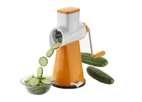 Kuber Industries Plastic Rotary Grater Shredder Slicer with 4 Stainless Steel Blades, Orange