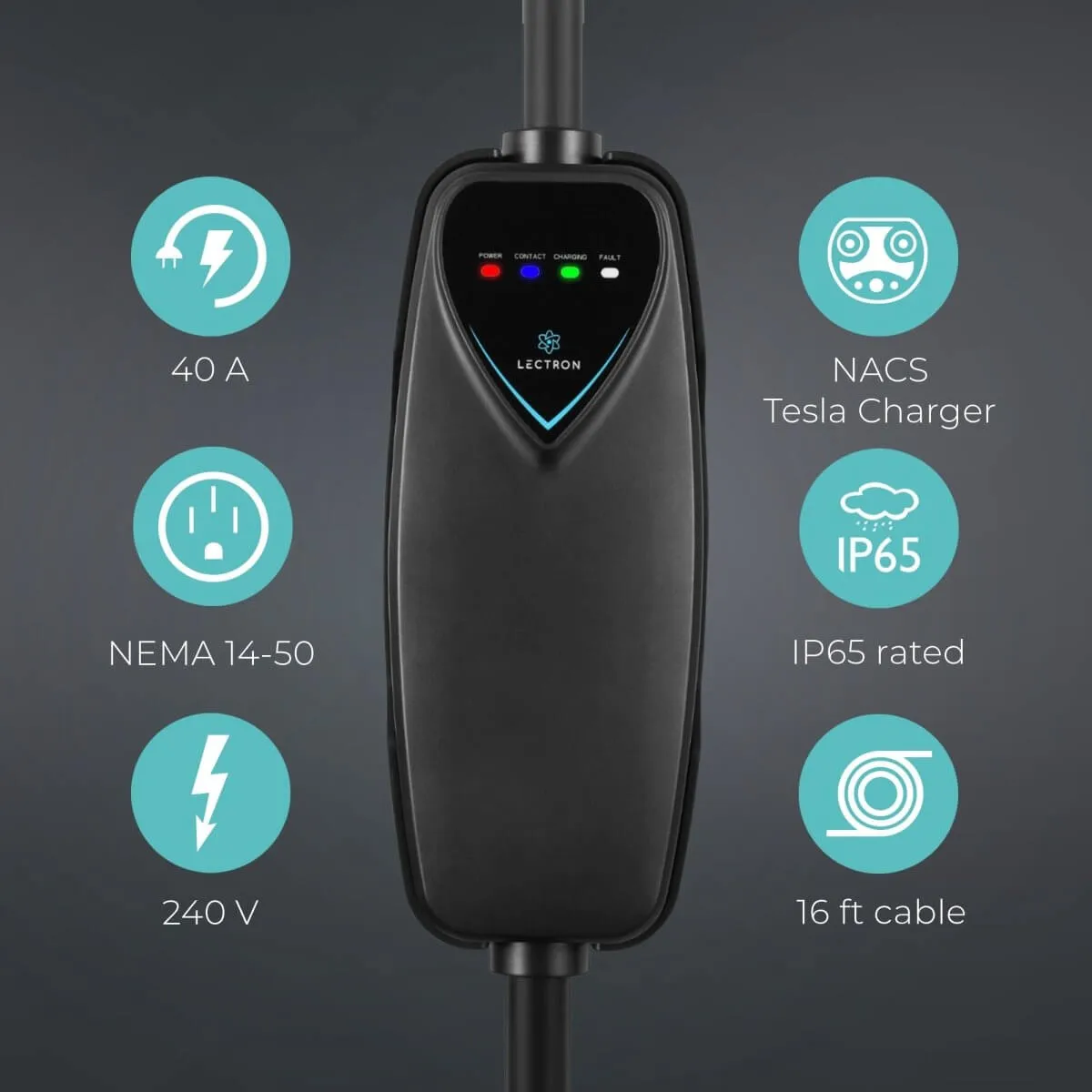 Lectron Portable Level 2 Tesla EV Charger | 240V | 40 Amp | NEMA 14-50