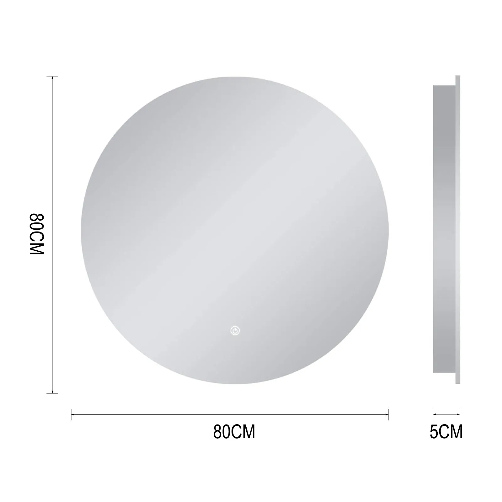 LED Backlit Round Mirror Bathroom Vanity Light 4000K Wall Mounted Dimmable Anti-Fog Touch Switch CRI 90 