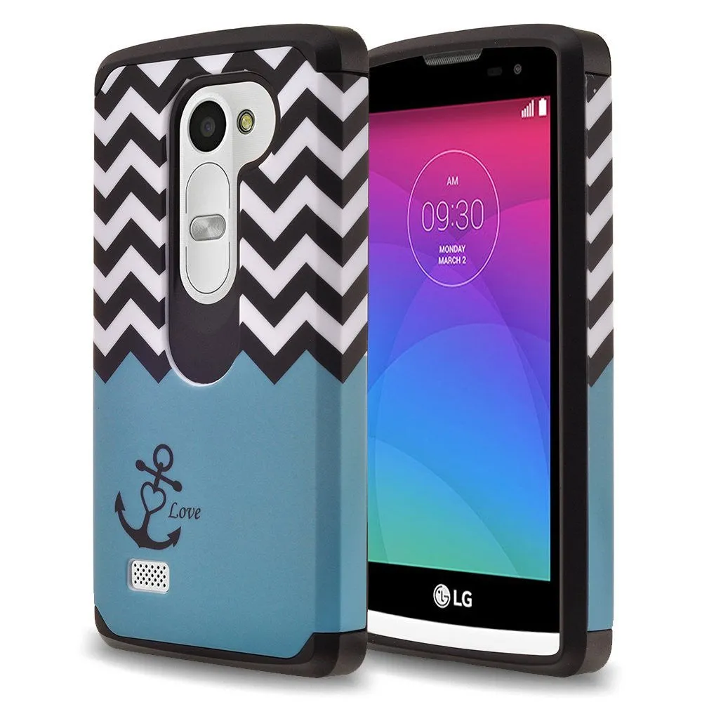 LG Leon LTE Case | Lg Tribute 2 Case | LG Power | LG Sunset | LG Destiny | LG Risio Case, Slim Hybrid [Shock/Impact] Absorption Dual Layer Case - Teal Anchor