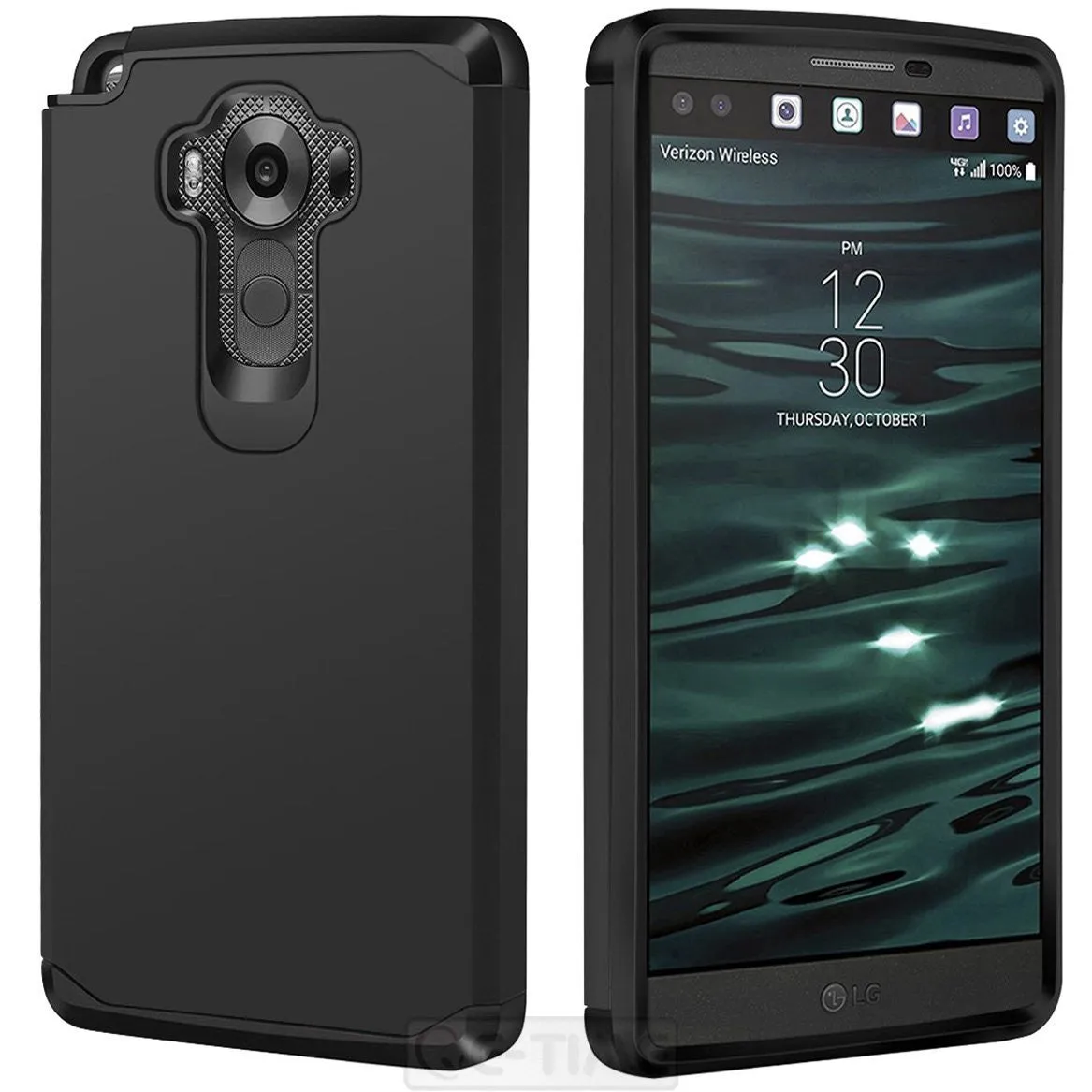 LG V10 Case, Slim Hybrid Dual Layer[Shock Resistant] Armor Case Cover for LG V10 - Black