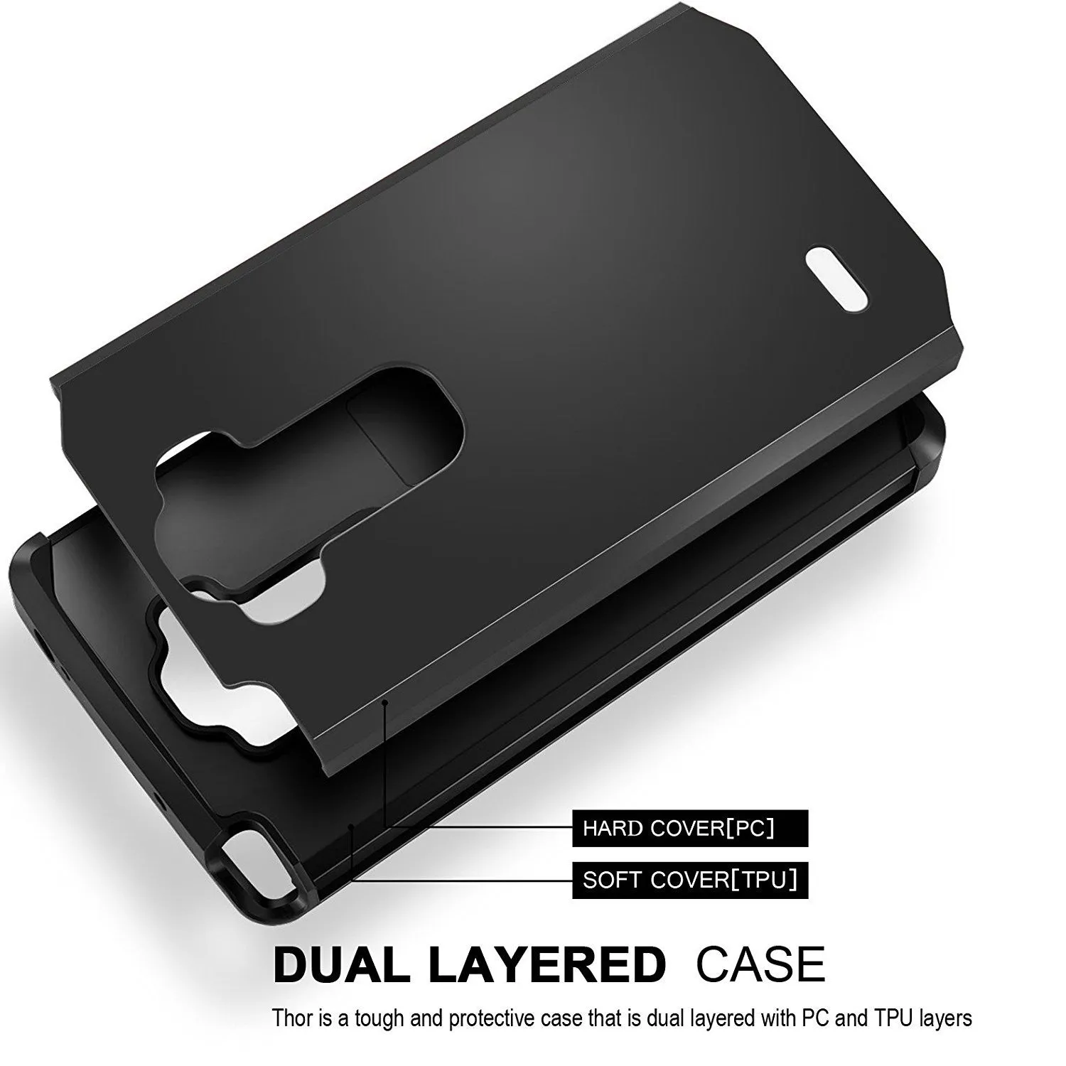 LG V10 Case, Slim Hybrid Dual Layer[Shock Resistant] Armor Case Cover for LG V10 - Black