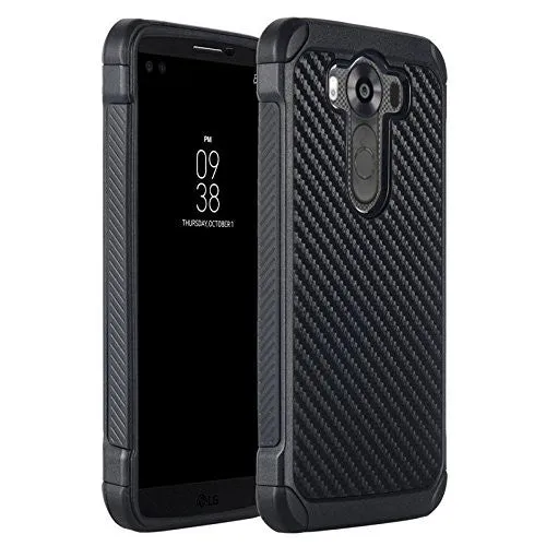 LG V10 Case, Slim Hybrid Dual Layer[Shock Resistant] Armor Case Cover for LG V10 - Carbon Fiber