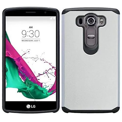 LG V10 Case, Slim Hybrid Dual Layer[Shock Resistant] Armor Case Cover for LG V10 - Silver