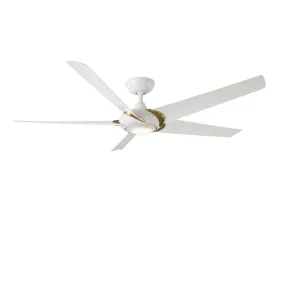 Lucid 62" Ceiling Fan in Soft Brass Arms & Matte White