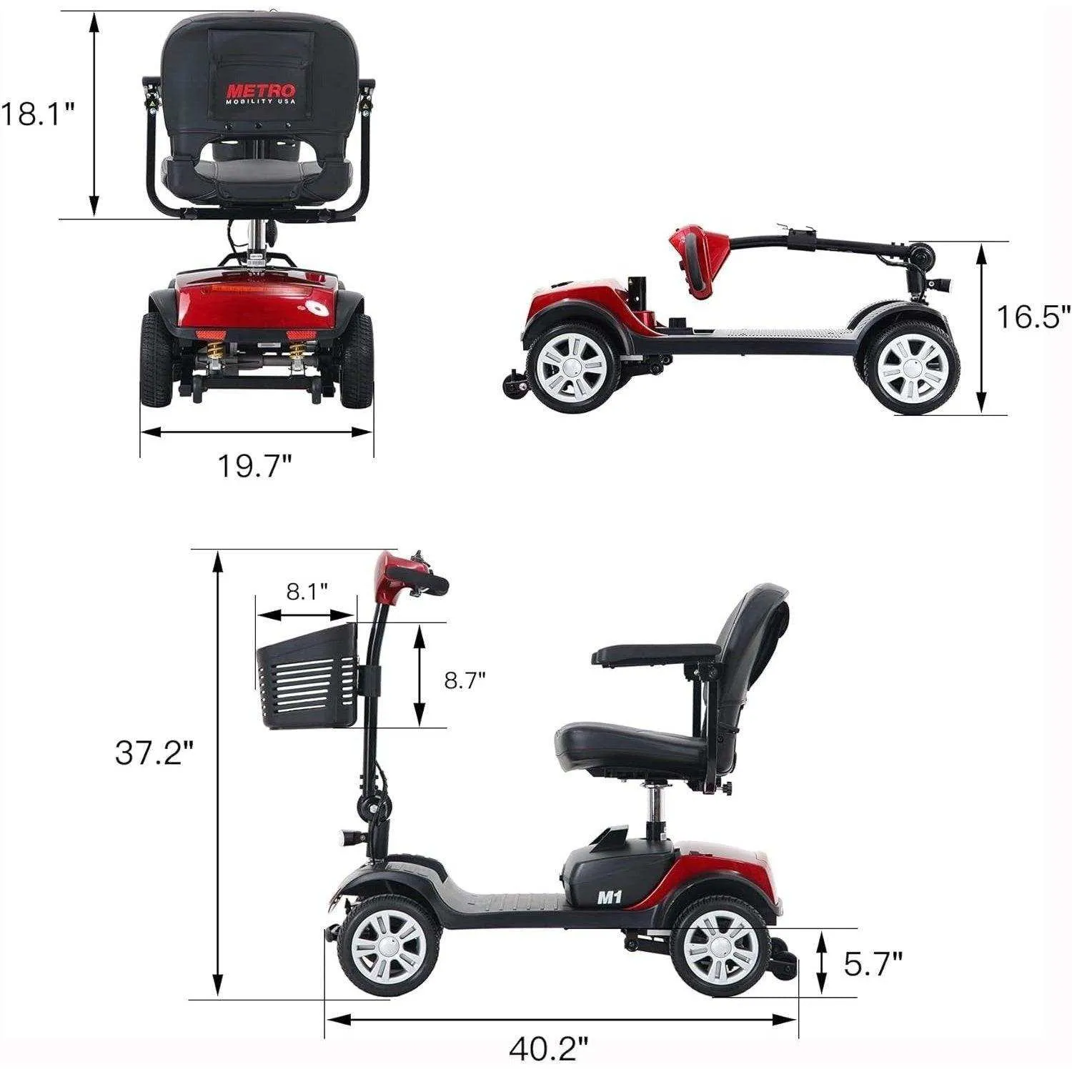 Metro Mobility M1 Series 4-Wheel Travel Mobility Scooter