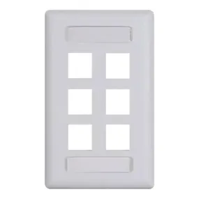 Modular Keystone Faceplate, ID Window, 6 Ports, White