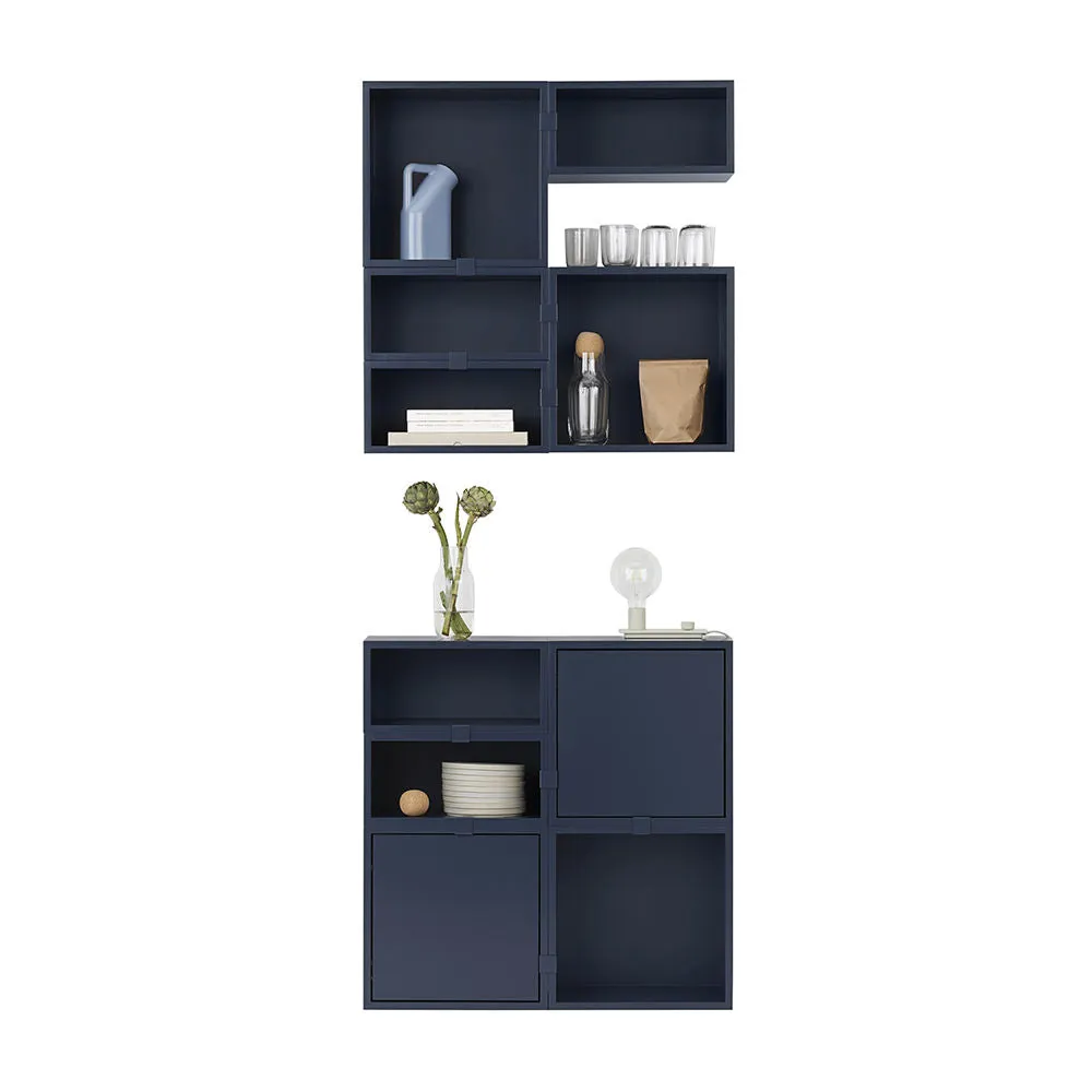 muuto | stacked storage system | module with backboard | medium midnight blue - DC