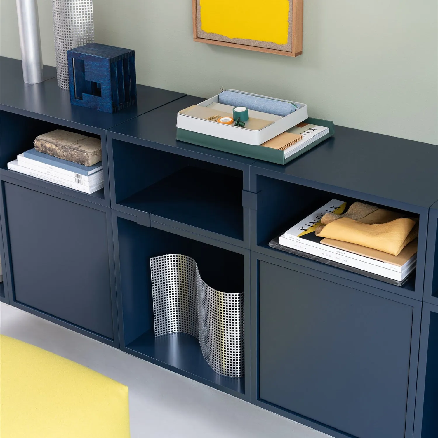 muuto | stacked storage system | module with backboard | medium midnight blue - DC