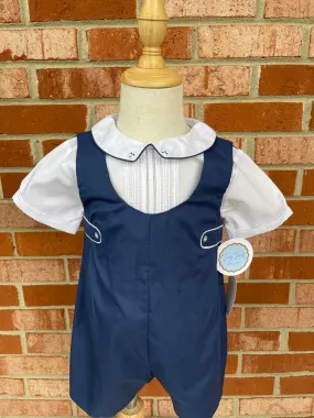 Navy Shortall with Pintucks