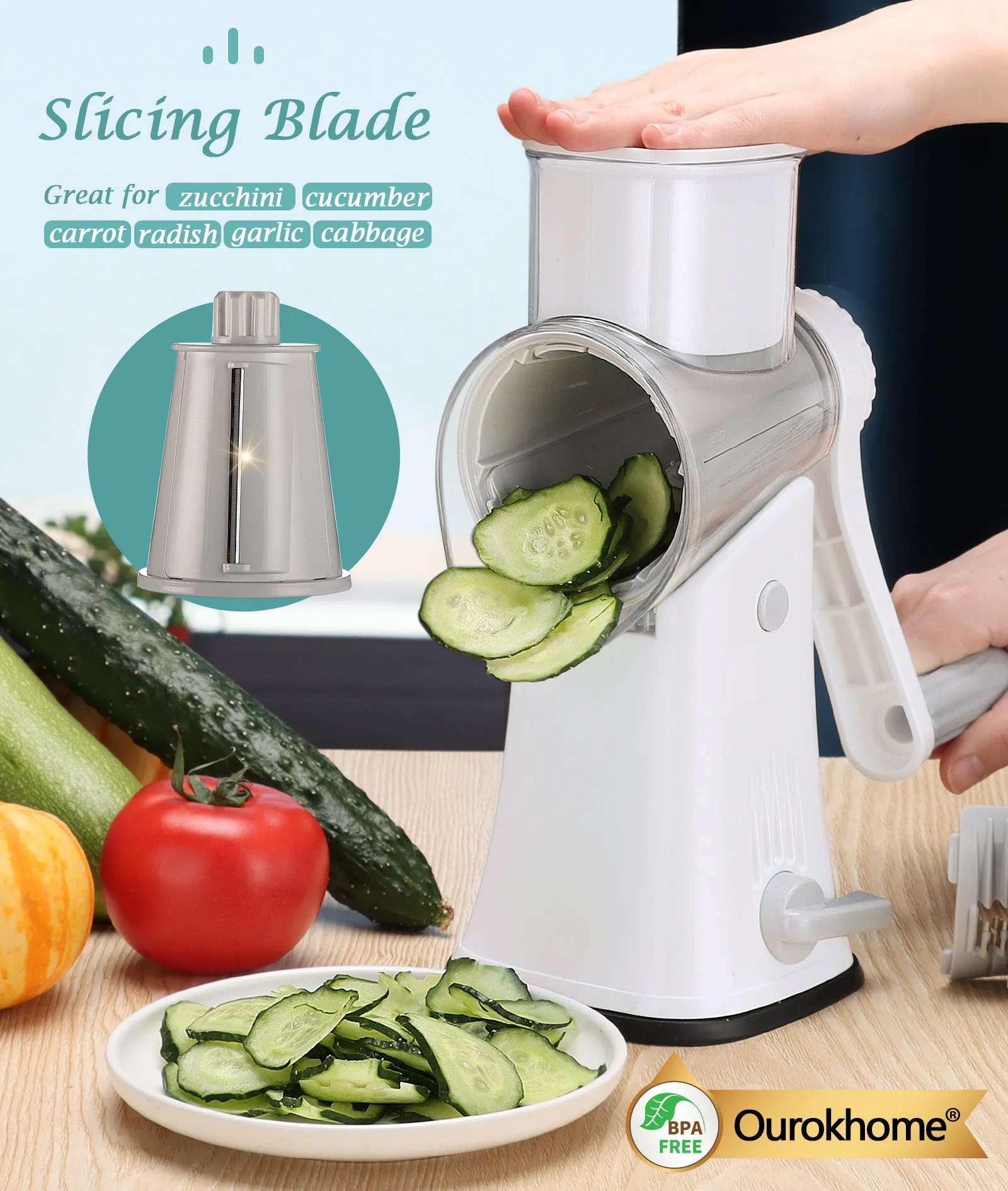 Ourokhome Rotary Cheese Grater Shredder 5 in 1