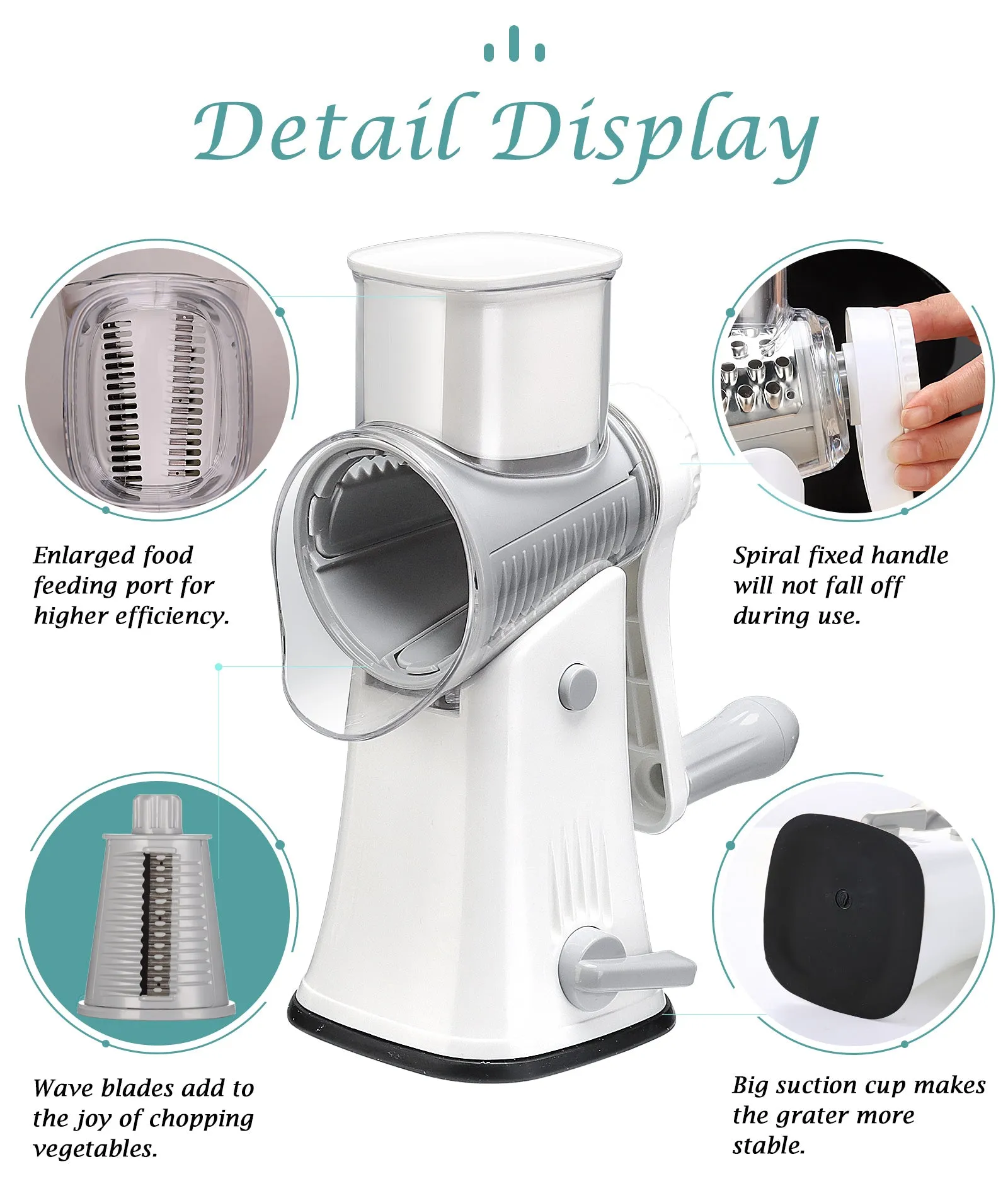 Ourokhome Rotary Cheese Grater Shredder 5 in 1