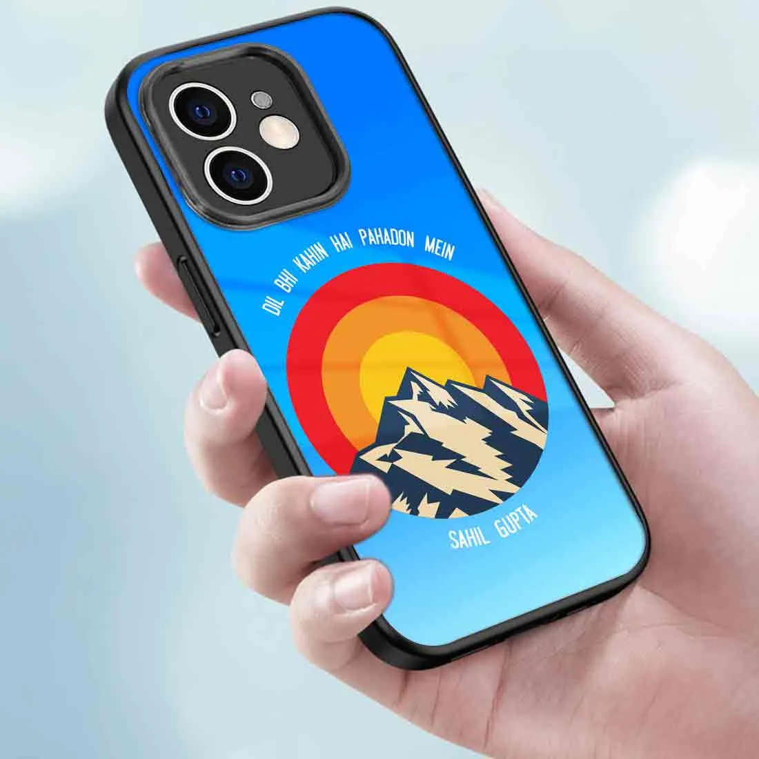 Personalized Mobile Back Cover IPhone 12 Mobile Covers Design With Name -  Adventure Mountains