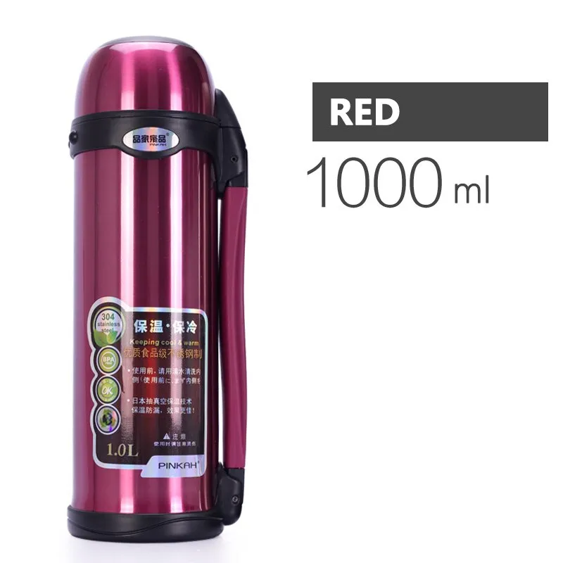 PINKAH Vacuum Flasks Thermoses Stainless Steel 1L High Capacity Outdoor Sport Travel Cup Thermos Drinking Water Bottle Thermal