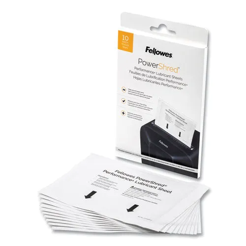 Powershred Performance  Lubricant Sheets, 8.5 X 6, 10/pack