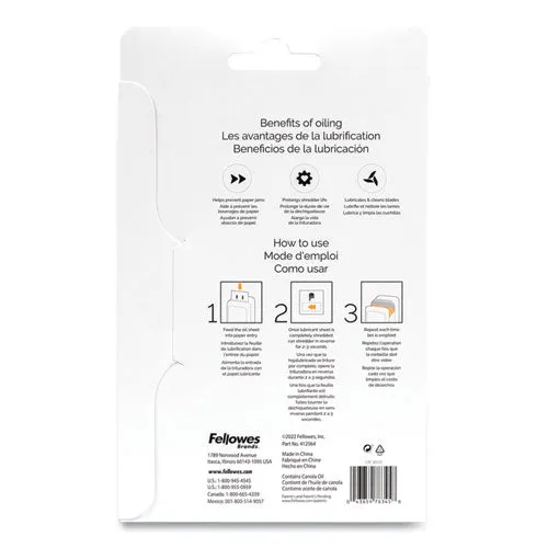 Powershred Performance  Lubricant Sheets, 8.5 X 6, 10/pack