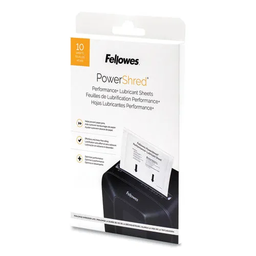 Powershred Performance  Lubricant Sheets, 8.5 X 6, 10/pack