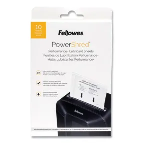Powershred Performance  Lubricant Sheets, 8.5 X 6, 10/pack
