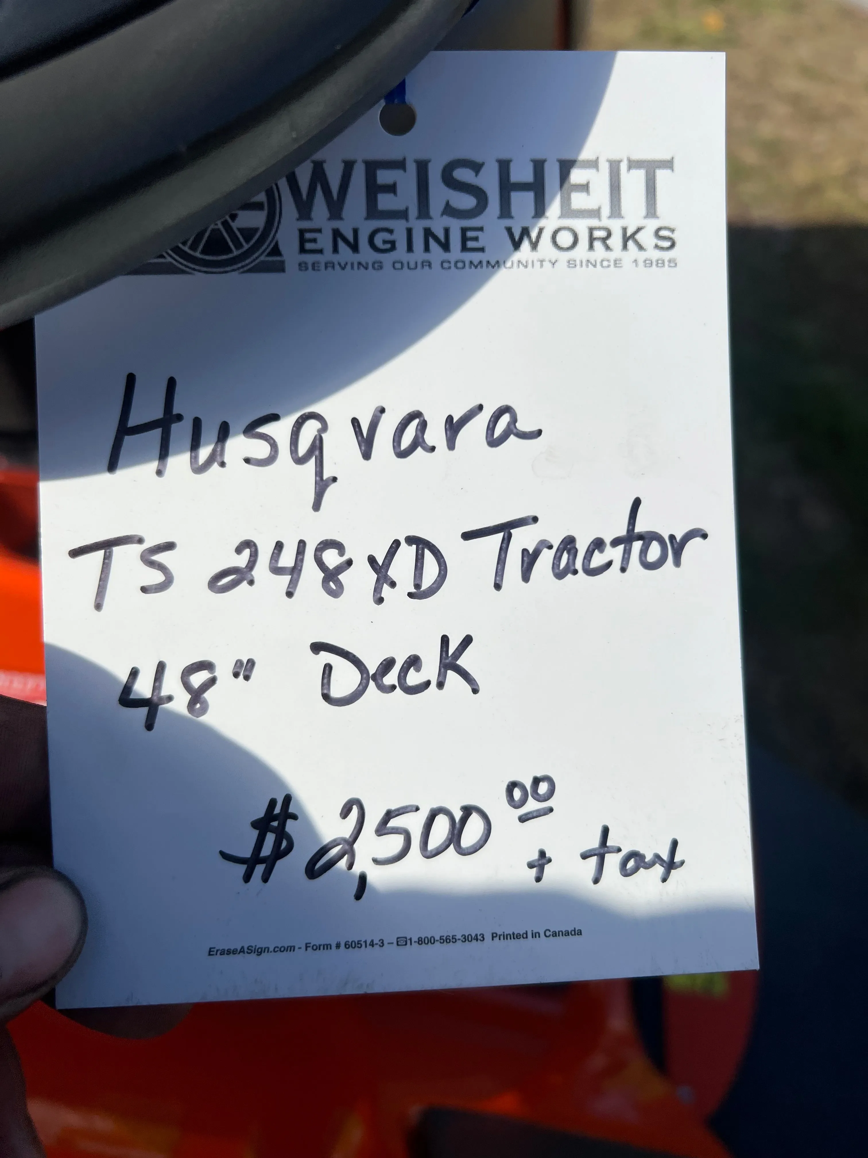 PRE-OWNED: HUSQVARNA TS 248XD LAWN TRACTOR 48” DECK | 23.1HP