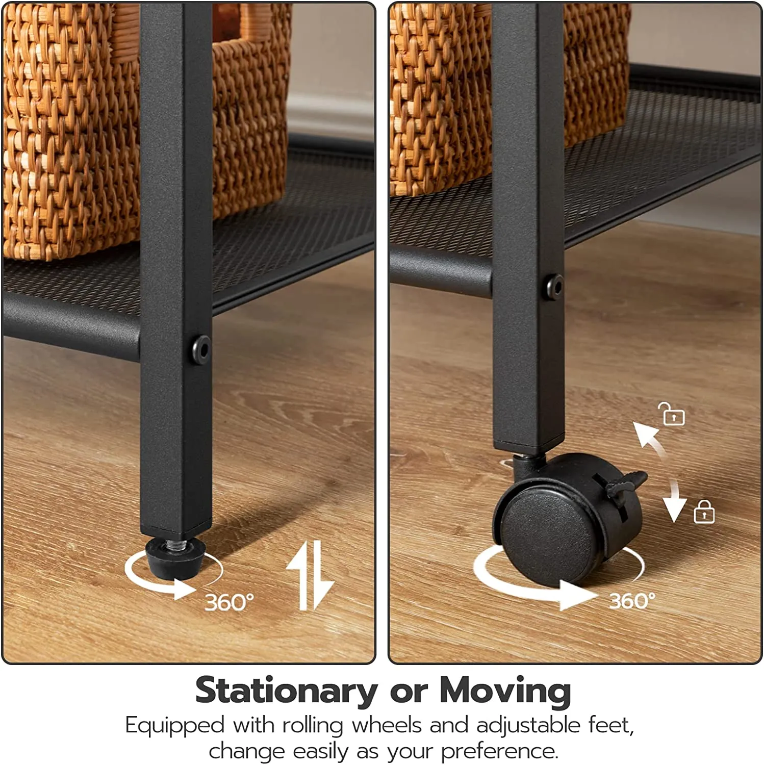 Printer Stand, 3-Tier Printer Cart with Storage, Printer Table on Wheels