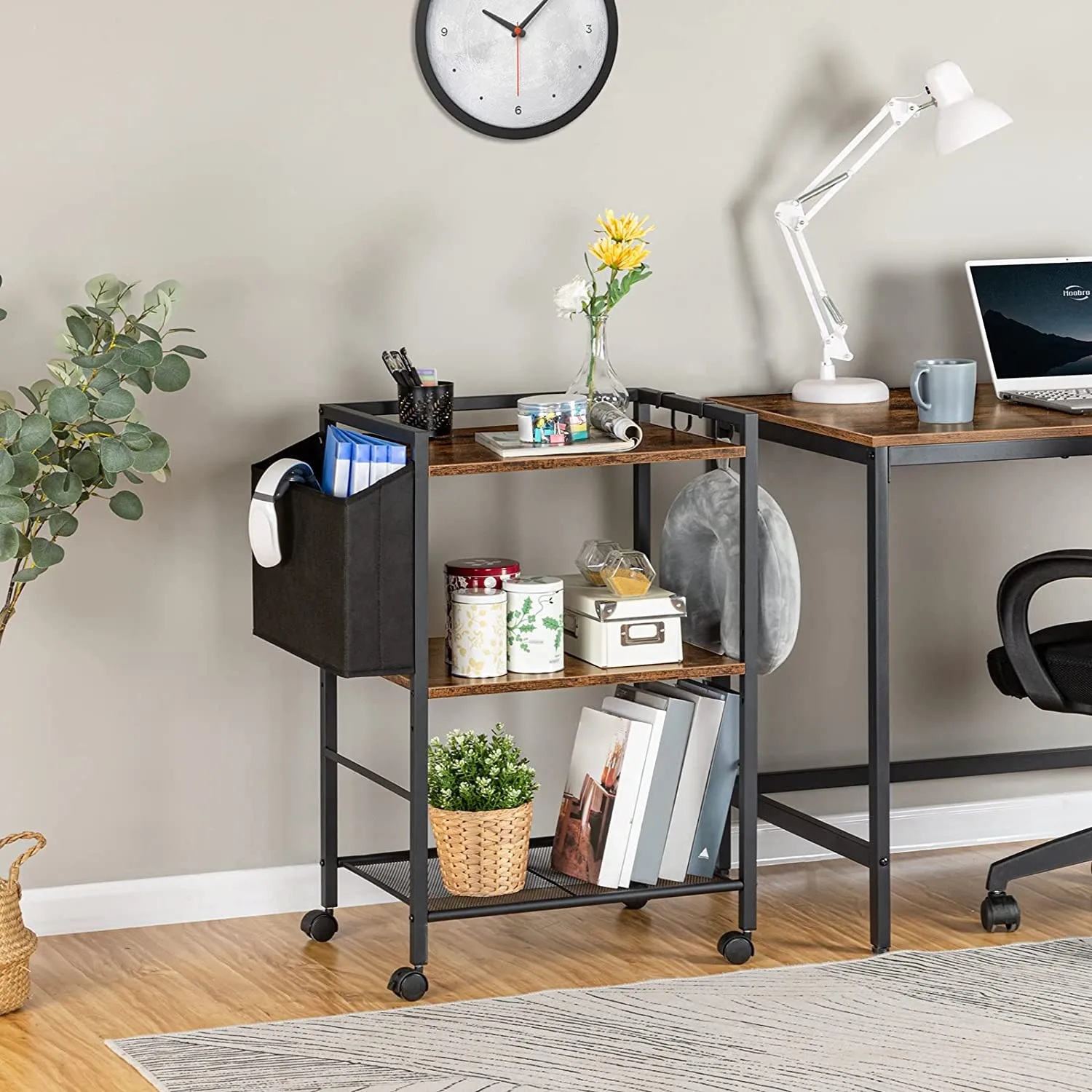 Printer Stand, 3-Tier Printer Cart with Storage, Printer Table on Wheels