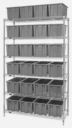 Quantum WR6-24185 Wire Shelving System with 6 Shelves, 18" x 48" x 74"