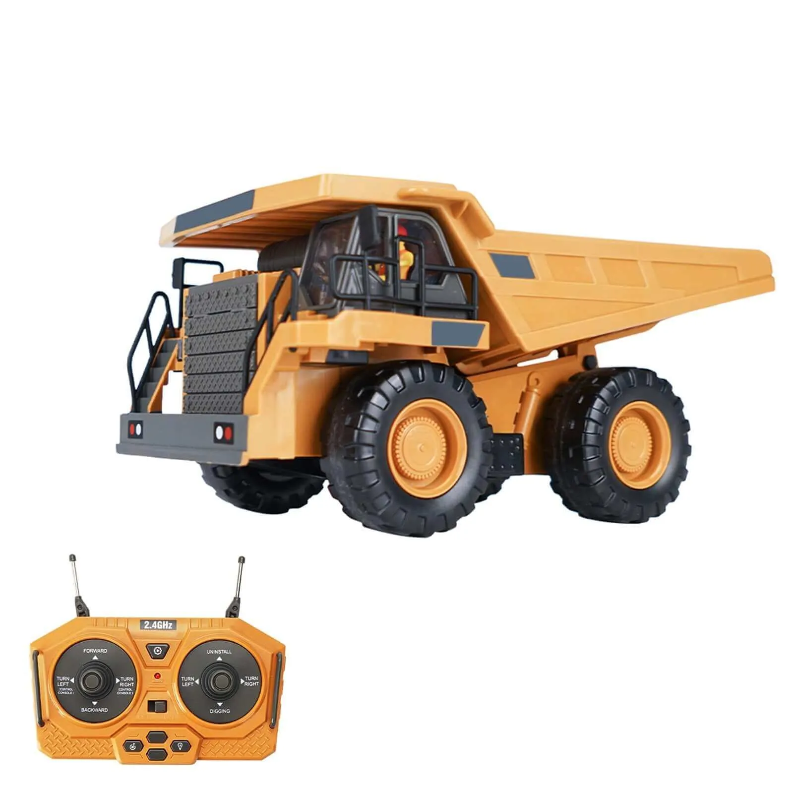 RC Excavator Bulldozer - 1:20 11CH Construction Truck with Lights & Music