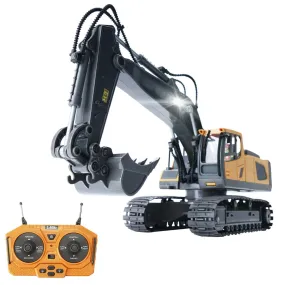 RC Excavator Bulldozer - 1:20 11CH Construction Truck with Lights & Music
