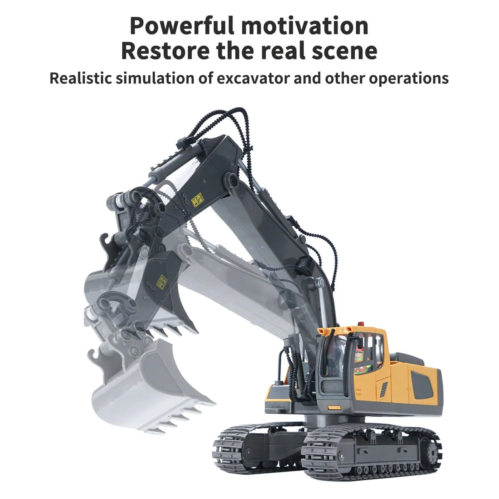 RC Excavator Bulldozer - 1:20 11CH Construction Truck with Lights & Music