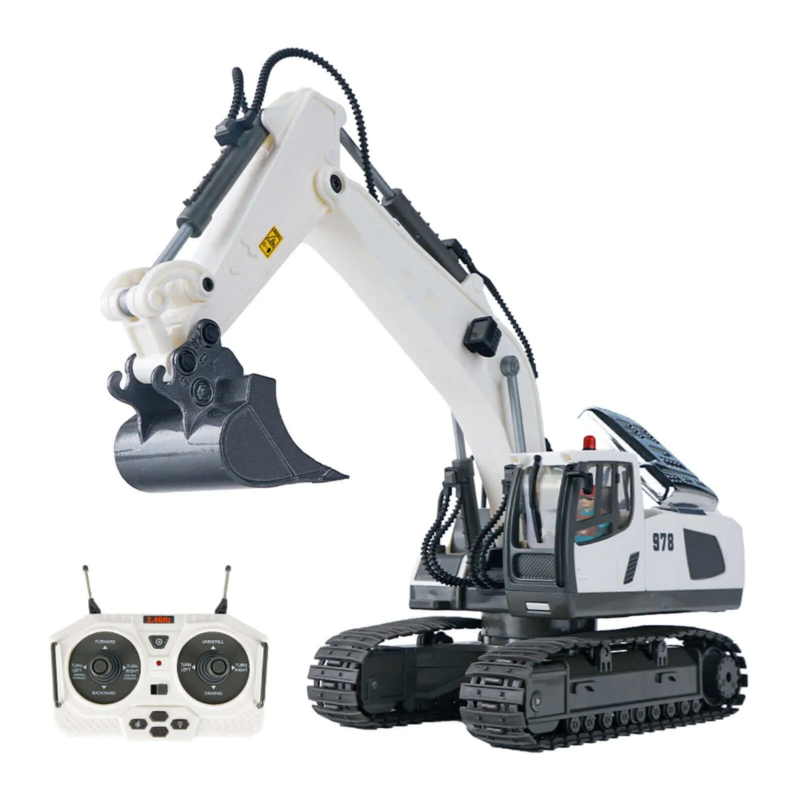 RC Excavator Bulldozer - 1:20 11CH Construction Truck with Lights & Music