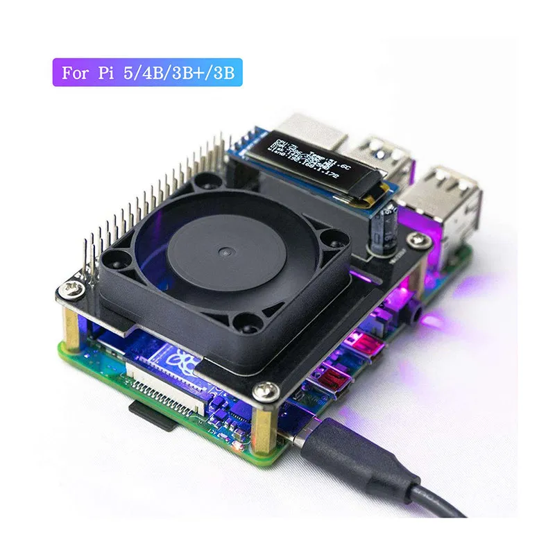 RGB Cooling HAT with Adjustable Fan and OLED for Raspberry Pi/RDK series