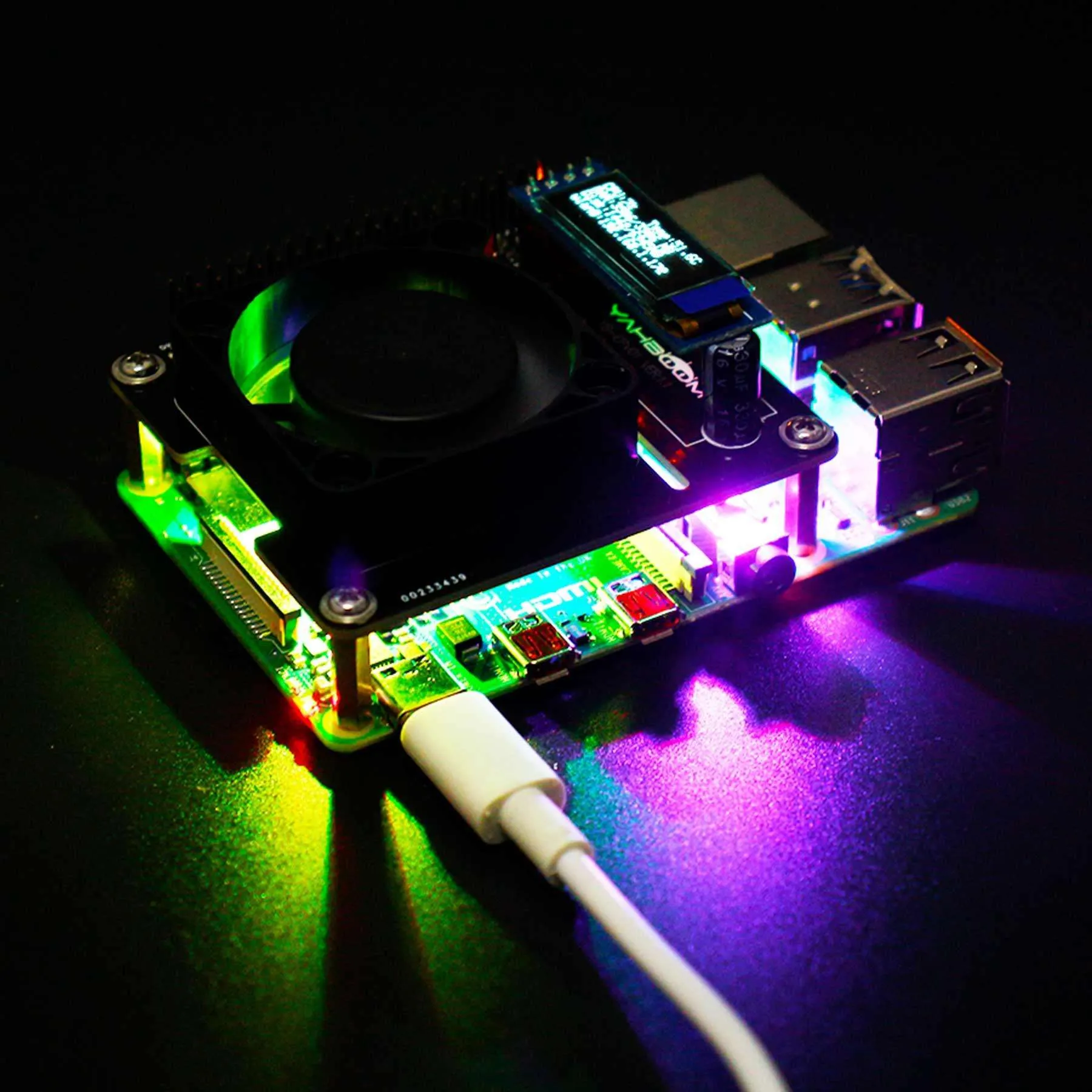 RGB Cooling HAT with Adjustable Fan and OLED for Raspberry Pi/RDK series