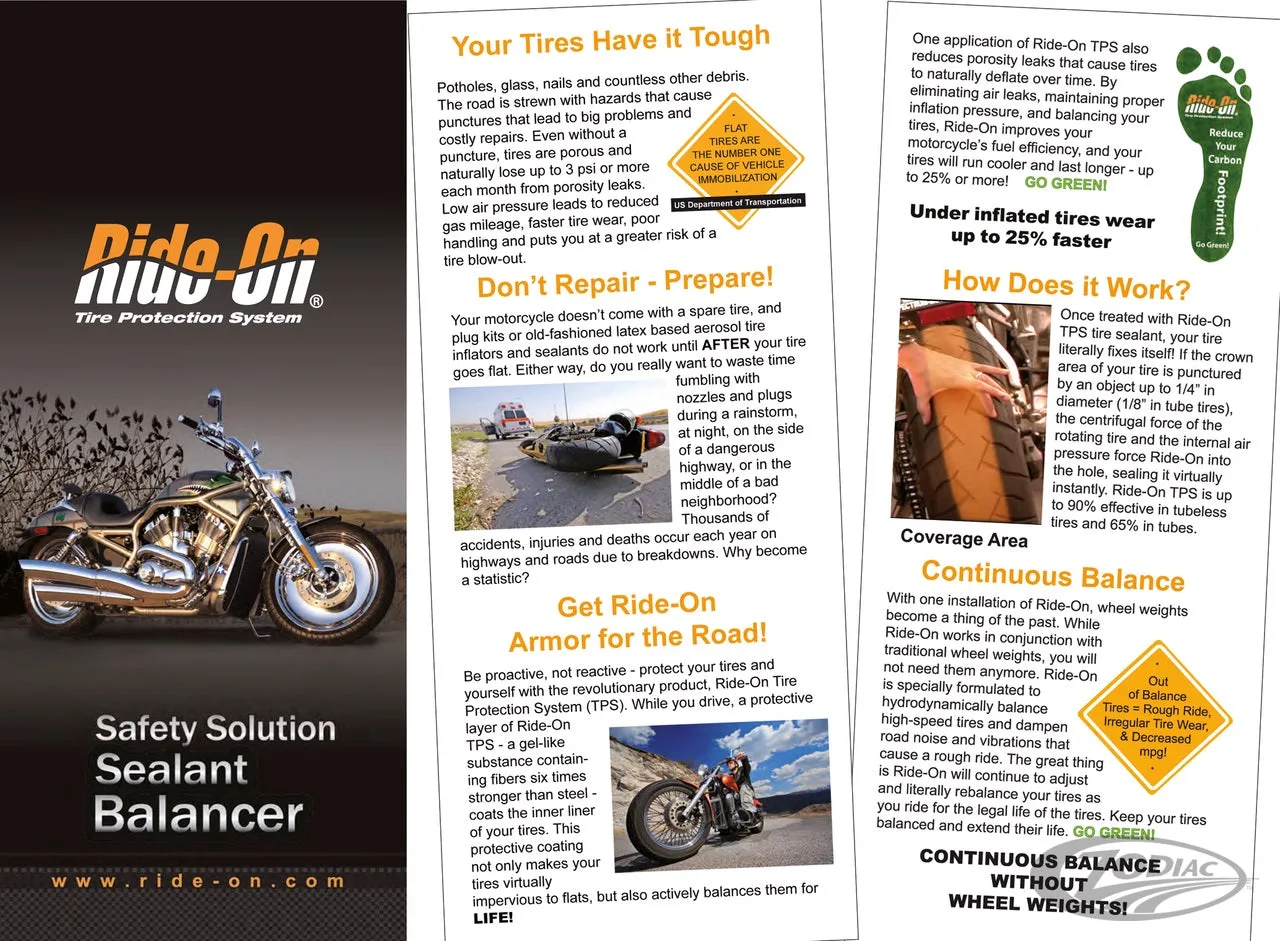 Ride-On Tire Protection System Motorcycle Tyre Sealer & Wheel Balancer - Zodiac 735110