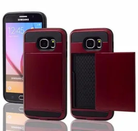 Samsung Galaxy S6 Case, Slim Hybrid Armor w/ Card Slot Case Cover for Galaxy S6 - Red