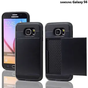Samsung Galaxy S6 Case, Slim Hybrid Dual Layer w/ Card Slot Case for Galaxy S6 - Black