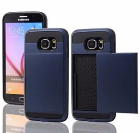 Samsung Galaxy S6 Case, Slim Hybrid Dual Layer w/ Card Slot Case for Galaxy S6 - Navy Blue