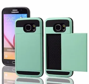 Samsung Galaxy S6 Case, Slim Hybrid Dual Layer w/ Card Slot Case for Galaxy S6 - Teal