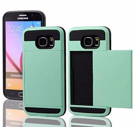 Samsung Galaxy S6 Case, Slim Hybrid Dual Layer w/ Card Slot Case for Galaxy S6 - Teal