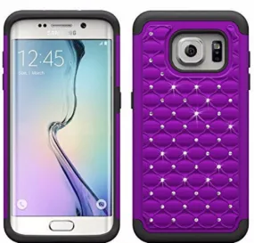 Samsung Galaxy S6 Edge Plus Crystal Rhinestone Slim Hybrid Dual Layer Case for Galaxy S6 Edge Plus - Purple/Black