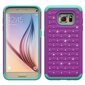 Samsung Galaxy S6 Edge Plus Crystal Rhinestone Slim Hybrid Dual Layer Case for Galaxy S6 Edge Plus - Purple/Teal
