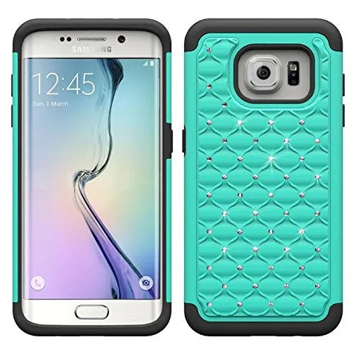 Samsung Galaxy S6 Edge Plus Crystal Rhinestone Slim Hybrid Dual Layer Case for Galaxy S6 Edge Plus - Teal/Black