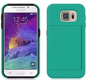 Samsung Galaxy S6 Hybrid Armor Case w/ Card Slot for Galaxy S6 - Teal