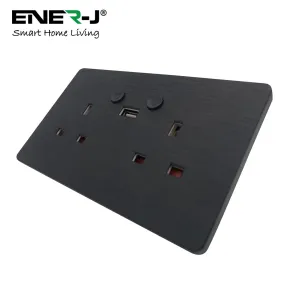 Smart Wi-Fi 13A Wi-Fi Twin Wall Sockets with 1 USB Ports (Black Brushed Finish)