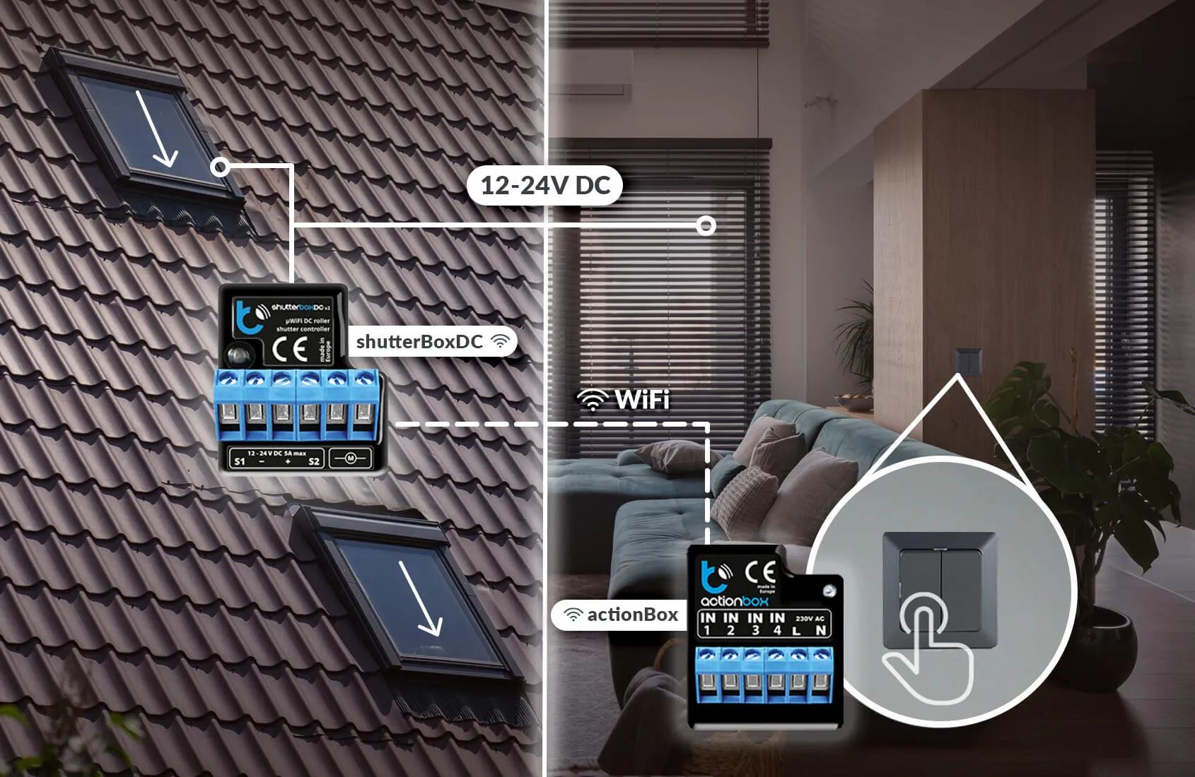 Smart Wireless Roller Blind/Shutter Controller ~ shutterBoxDC by Blebox